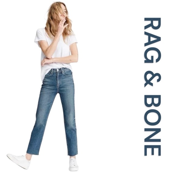 rag & bone Denim - RAG & BONE Nina High-Rise Ankle Cigarette Jeans, Raw Hem, Size 25